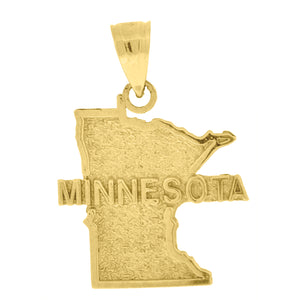 10kt Yellow Gold Textured Unisex Minnesota Ht:24.3mm x W:17.5mm State Charm Pendant
