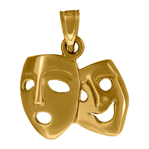 10kt Yellow Gold Unisex Face Masks Ht:19.2mm x W:16.2mm Charm Pendant