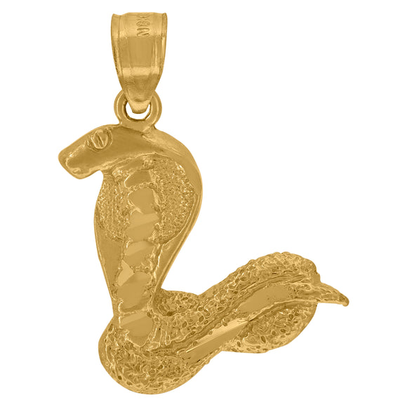 10kt Yellow Gold Textured Unisex Snake Ht:26.5mm x W:17.7mm Animal Charm Pendant