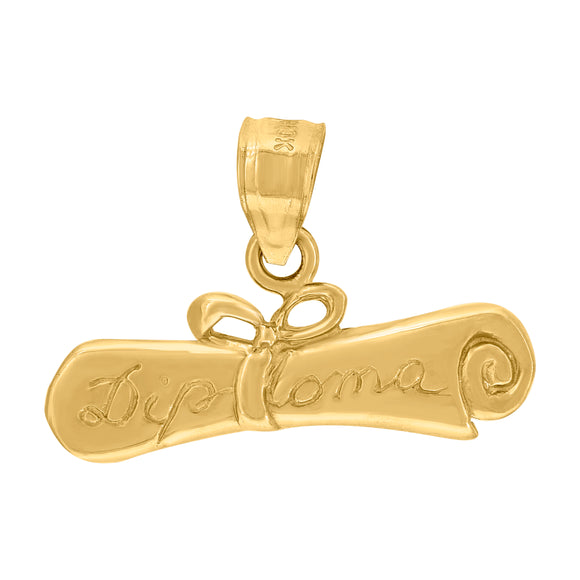 10kt Yellow Gold Unisex Graduation Diploma Degree Scrolls Charm Pendant