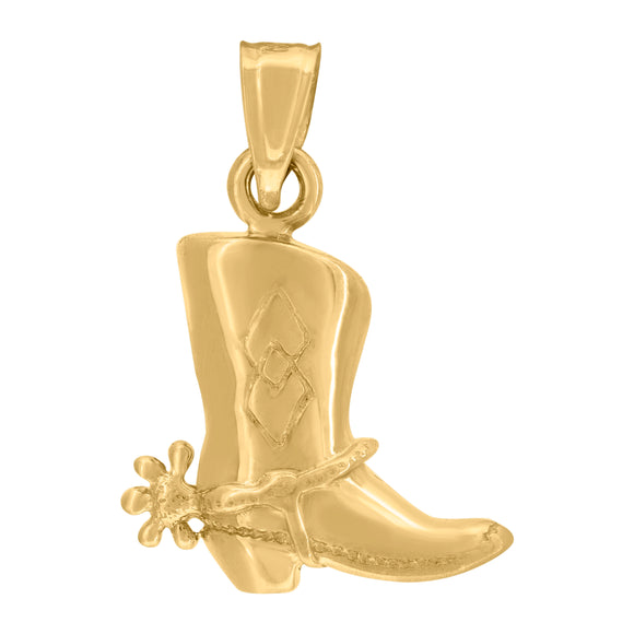 10kt Yellow Gold Womens Cowboy Boot Ht:20.3mm x W:12.2mm Charm Pendant