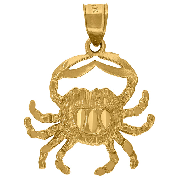 10kt Yellow Gold Womens Mens Unisex Crab Cancer Zodiac Sign Charm Pendant