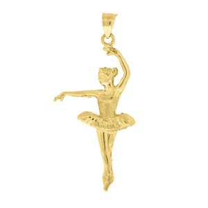 10kt Yellow Gold Textured Womens Ballerina Ht:46.1mm x W:20.2mm Sports Charm Pendant