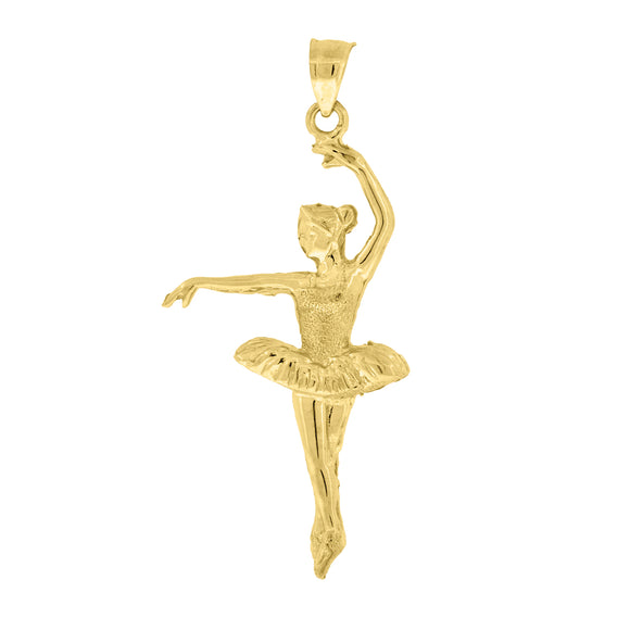 10kt Yellow Gold Textured Womens Ballerina Ht:46.1mm x W:20.2mm Sports Charm Pendant