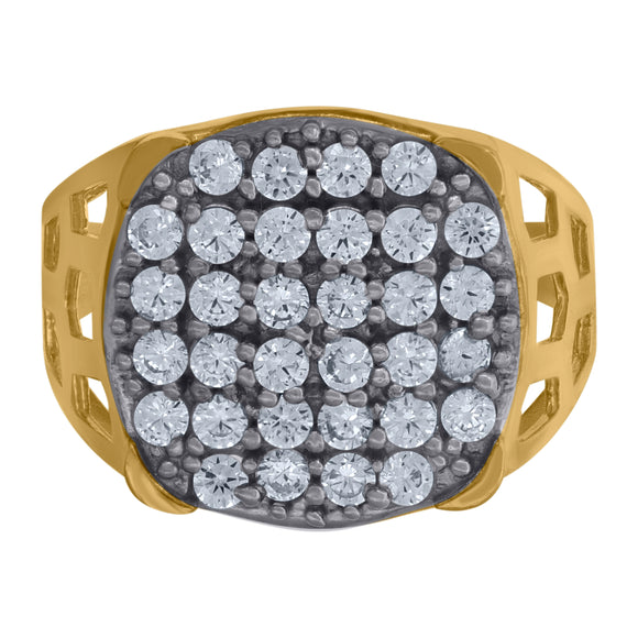 10kt Two-tone Gold Mens Cubic Zirconia CZ Cluster Ring 