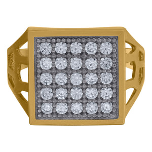 10kt Two-tone Gold Mens Cubic Zirconia CZ Cluster Square Ring 