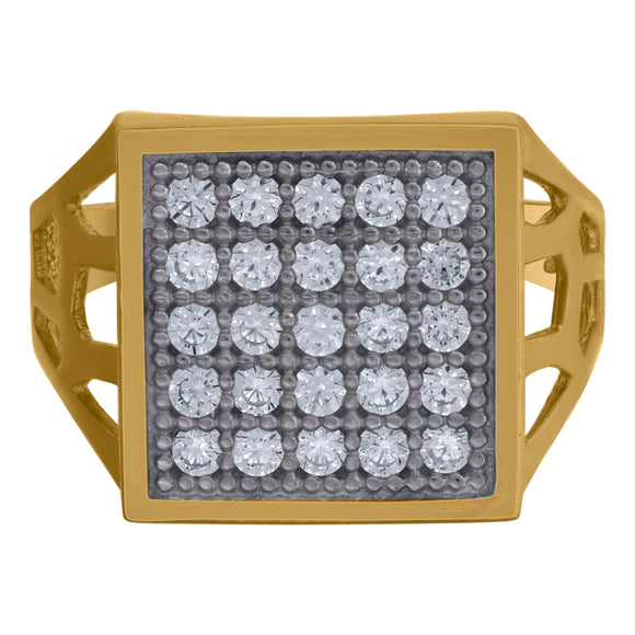 10kt Two-tone Gold Mens Cubic Zirconia CZ Cluster Square Ring 