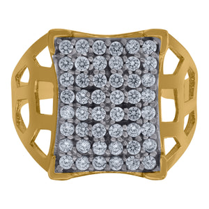 10kt Two-tone Gold Mens Cubic Zirconia CZ DC Cluster Square Ring 