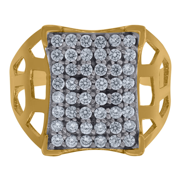 10kt Two-tone Gold Mens Cubic Zirconia CZ DC Cluster Square Ring 