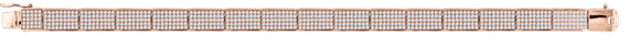 925 Sterling Silver Rose-Tone Unisex Micropave Cubic Zirconia Cuban Link Bracelet