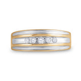 10kt Yellow Gold Mens Round Diamond 5-stone Wedding Ring 1/4 Cttw