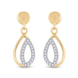 10kt Yellow Gold Womens Round Diamond Dangle Earrings 1/10 Cttw