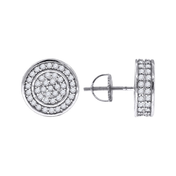 925 Sterling Silver Unisex Cubic Zirconia Round Stud Earrings