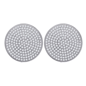 925 Sterling Silver Unisex Cubic Zirconia Round Stud Earrings