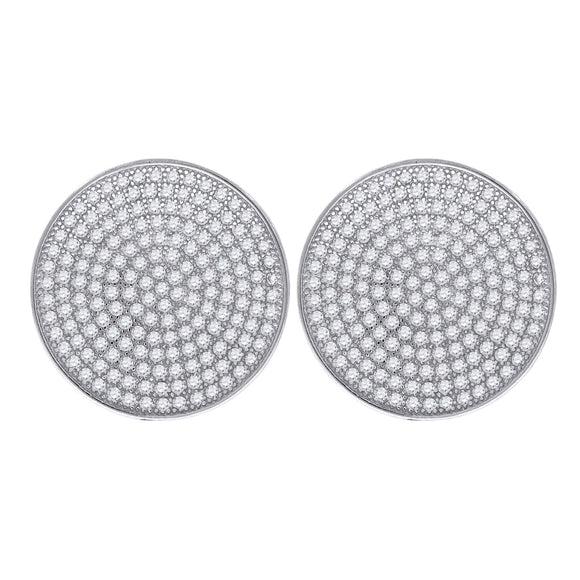 925 Sterling Silver Unisex Cubic Zirconia Round Stud Earrings