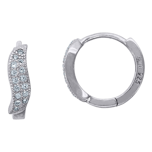 925 Sterling Silver Womens Cubic Zirconia Huggie Hoop Earrings