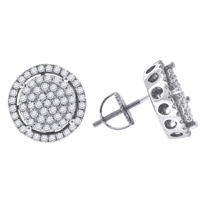 925 Sterling Silver Unisex Cubic Zirconia Round Stud Earrings