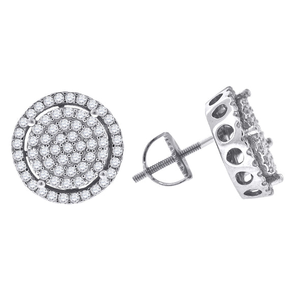 925 Sterling Silver Unisex Cubic Zirconia Round Stud Earrings