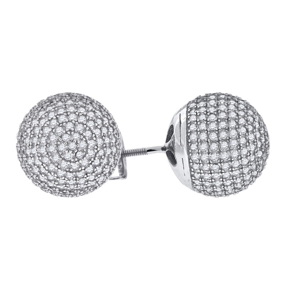 925 Sterling Silver Womens Cubic Zirconia Ball Stud Earrings