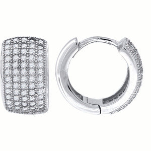 925 Sterling Silver Womens Cubic Zirconia Five Row Huggie Hoop Earrings