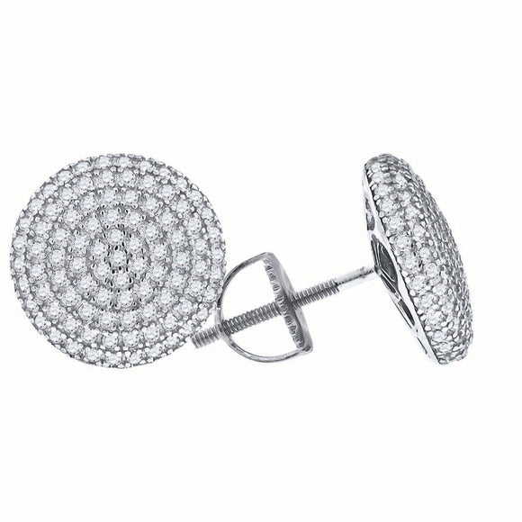 925 Sterling Silver Womens Cubic Zirconia Round Stud Earrings