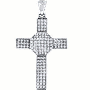 925 Sterling Silver Mens Cubic-Zirconia Cross Religious Charm Pendant