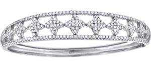 925 Sterling Silver Women Micropave Cubic Zirconia Fashion Leaf Motif Bangle