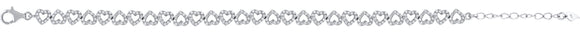 925 Sterling Silver Women Cubic Zirconia Fancy Link Heart Adjustable Bracelet