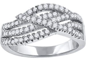 925 Sterling Silver Womens Cubic-Zirconia Twisted Fashion Ring Size 6
