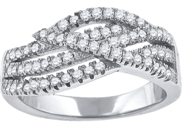 925 Sterling Silver Womens Cubic-Zirconia Twisted Fashion Ring Size 6