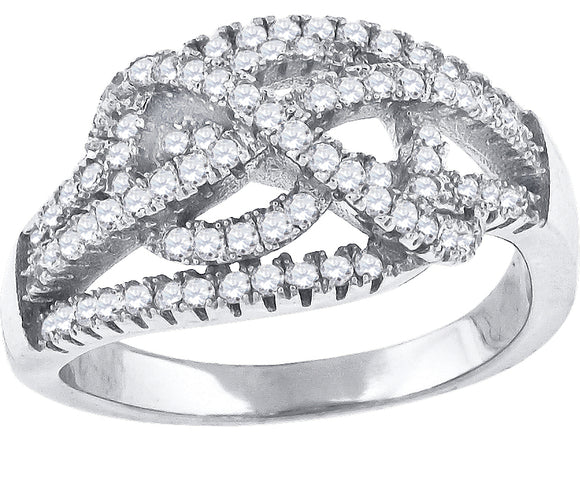 925 Sterling Silver Womens Cubic-Zirconia Knotted Fashion Ring Size 6