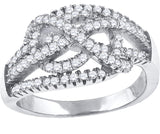 925 Sterling Silver Womens Cubic-Zirconia Knotted Fashion Ring Size 9