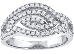 925 Sterling Silver Womens Cubic-Zirconia Marquise Head Fashion Ring Size 6