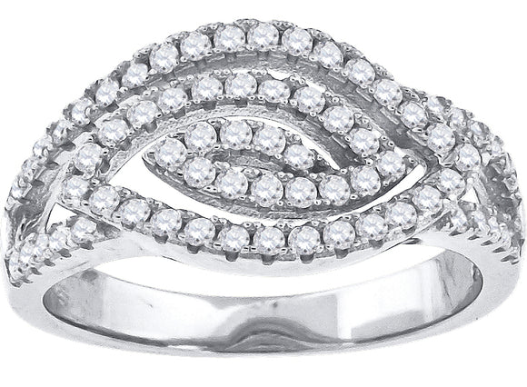 925 Sterling Silver Womens Cubic-Zirconia Marquise Head Fashion Ring Size 6