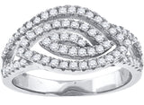925 Sterling Silver Womens Cubic-Zirconia Marquise Head Fashion Ring Size 6