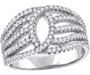 925 Sterling Silver Womens Cubic-Zirconia Fashion Ring Size 6
