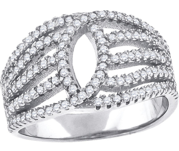 925 Sterling Silver Womens Cubic-Zirconia Fashion Ring Size 6