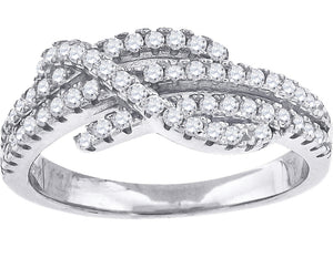 925 Sterling Silver Womens Cubic-Zirconia Twisted Fashion Ring Size 6