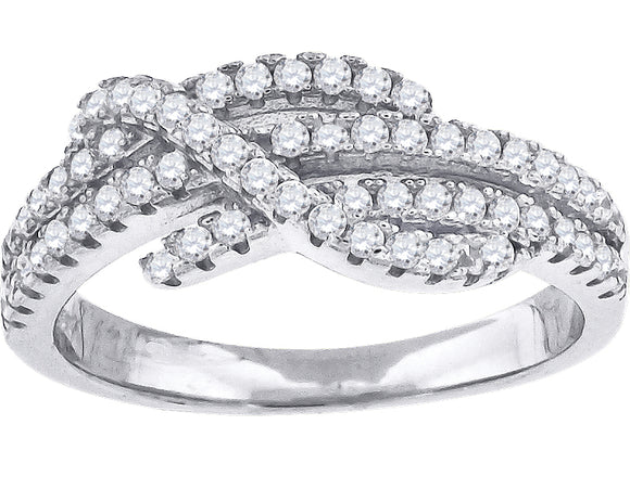 925 Sterling Silver Womens Cubic-Zirconia Twisted Fashion Ring Size 6