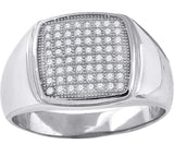 925 Sterling Silver Mens Cubic Zirconia Square Head Fashion Ring Size 10