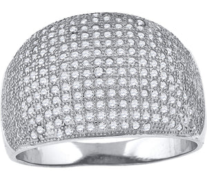 925 Sterling Silver Mens Cubic Zirconia Domed Presidential Ring Size 12