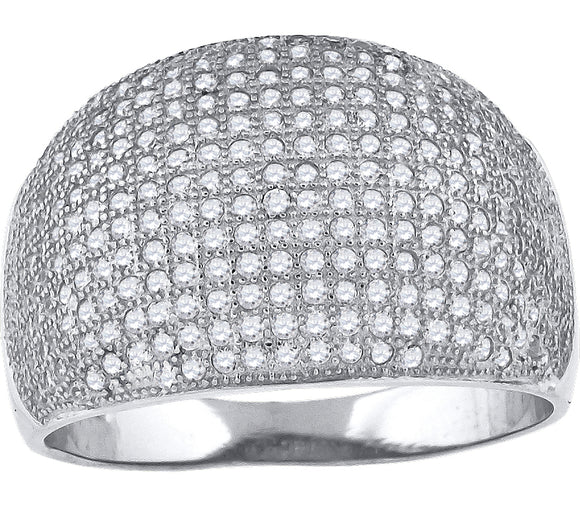 925 Sterling Silver Mens Cubic Zirconia Domed Presidential Ring Size 12
