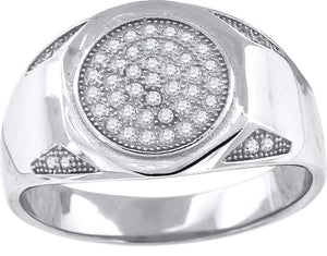 925 Sterling Silver Mens Cubic Zirconia Round Head Presidential Ring Size 9