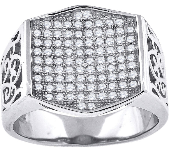 925 Sterling Silver Mens Cubic Zirconia Fashion Ring Size 10
