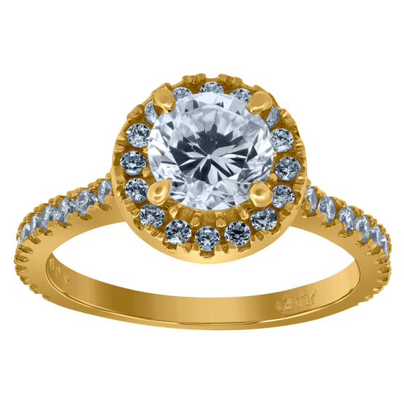 10kt Yellow Gold Womens Cubic Zirconia CZ Halo Wedding Engagement Ring