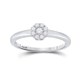 14kt White Gold Round Diamond Cluster Bridal Wedding Engagement Ring 1/5 Cttw