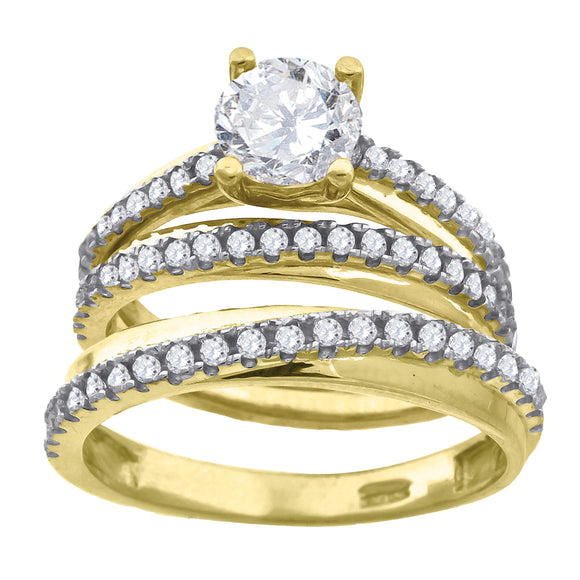 10kt Two-tone Gold Womens Cubic Zirconia Trio Ring Set