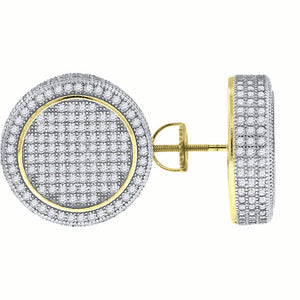 925 Sterling Silver Yellow-tone Unisex Cubic Zirconia Round Stud Earrings