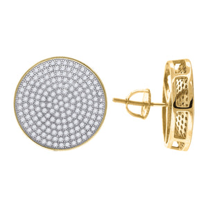 925 Sterling Silver Yellow-tone Unisex Cubic Zirconia Round Stud Earrings