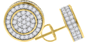 925 Sterling Silver Yellow-tone Unisex Cubic Zirconia Round Stud Earrings